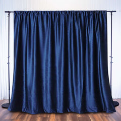 Navy Blue Crushed Velvet Backdrop Curtain – 8ft x 8ft Event Drape with Rod Pocket, Privacy Panel for Photo Booths & Events