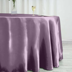 Satin 120" Round Tablecloth Violet Amethyst - Stylish Seamless Table Cover