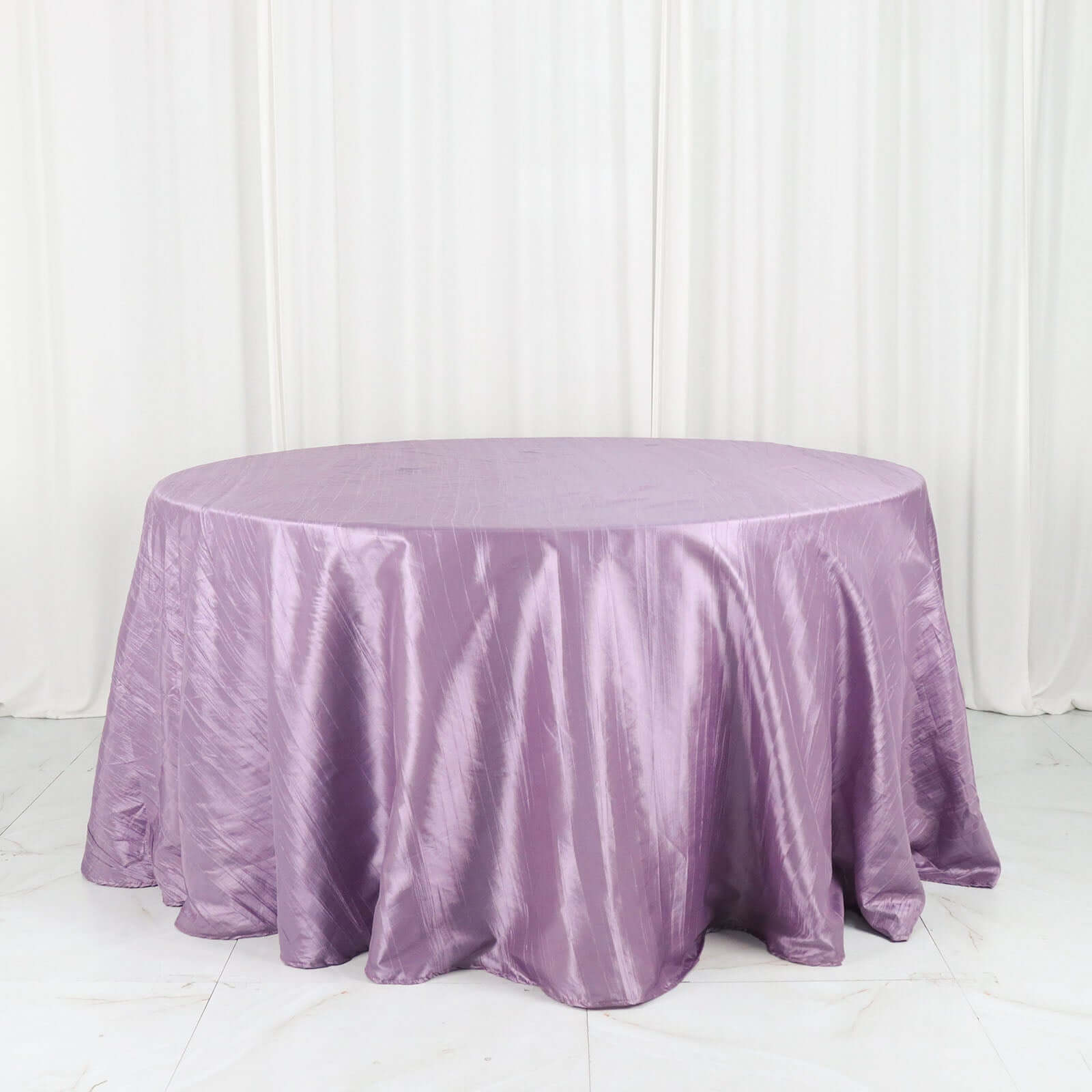 Taffeta 132" Round Tablecloth Violet Amethyst - Seamless Accordion Crinkle Table Cover