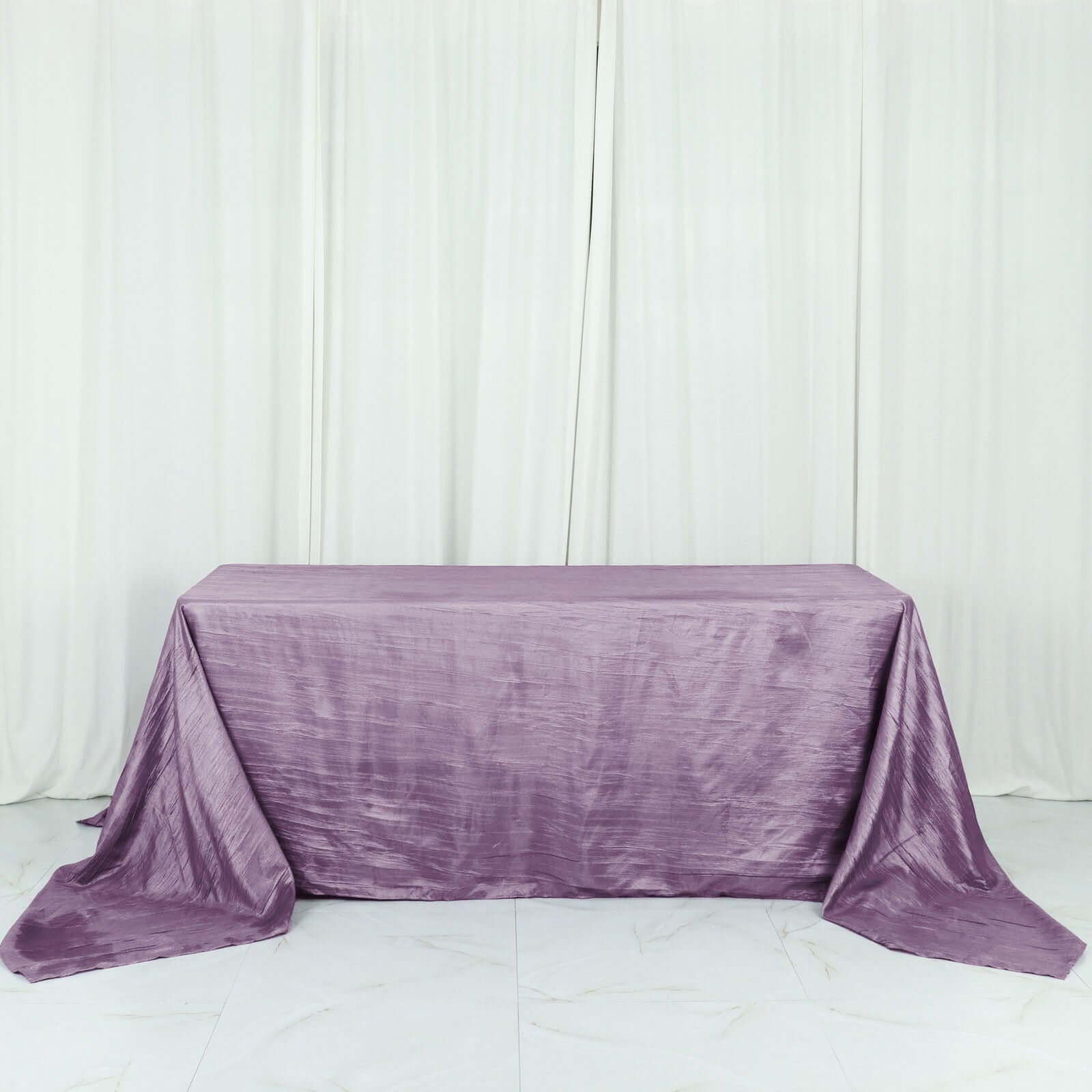 Taffeta 90"x132" Rectangle Tablecloth Violet Amethyst - Seamless Accordion Crinkle Table Cover