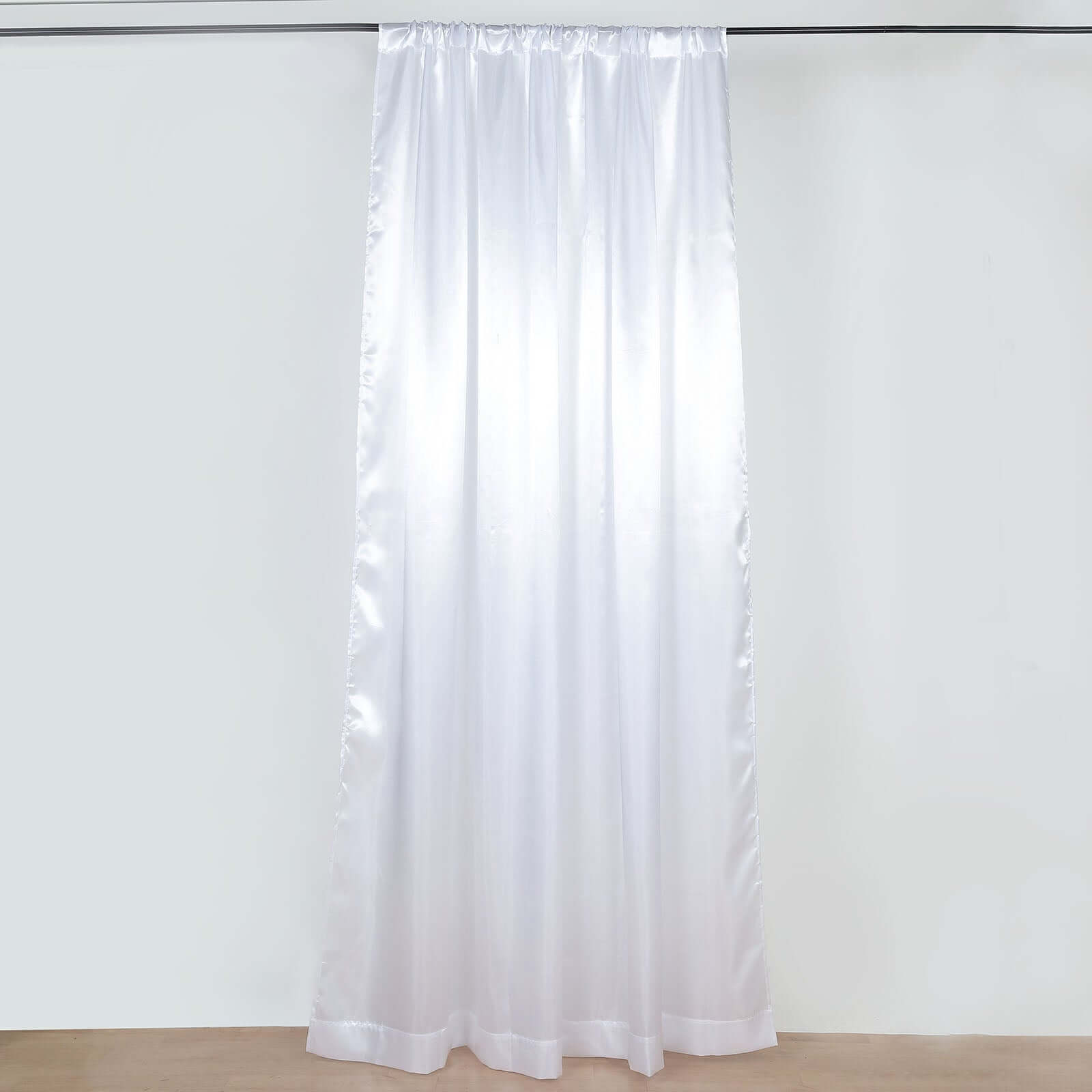 8ftx10ft White Satin Event Curtain Drapes, Backdrop Event Panel