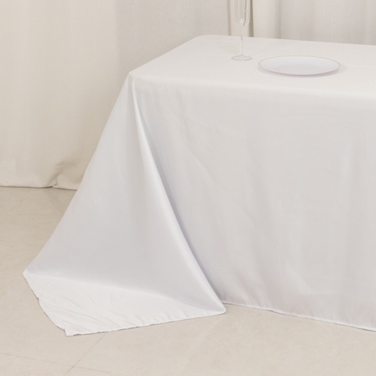 Lamour Satin 90"x156" Rectangle Tablecloth White - Luxurious, Soft Seamless Table Cover for Stylish Settings