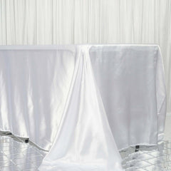 Satin Rectangular 90"x156" Tablecloth White - Seamless Stylish Table Cover for Wedding & Event Decoration