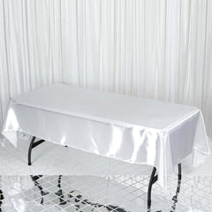 Satin Rectangular 60"x102" Tablecloth White - Smooth and Lustrous Finish for Weddings and Parties