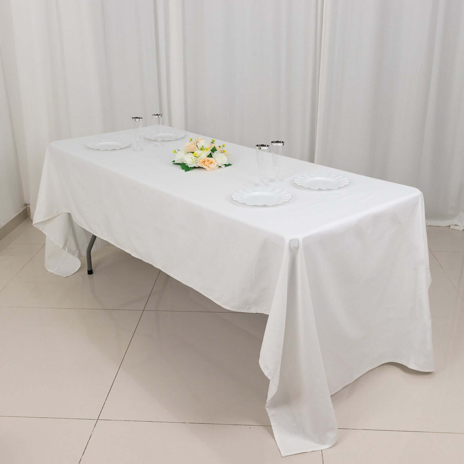 100% Cotton 60"x126" Rectangle Tablecloth White Linen - Sophisticated, Soft & Breathable Table Cover