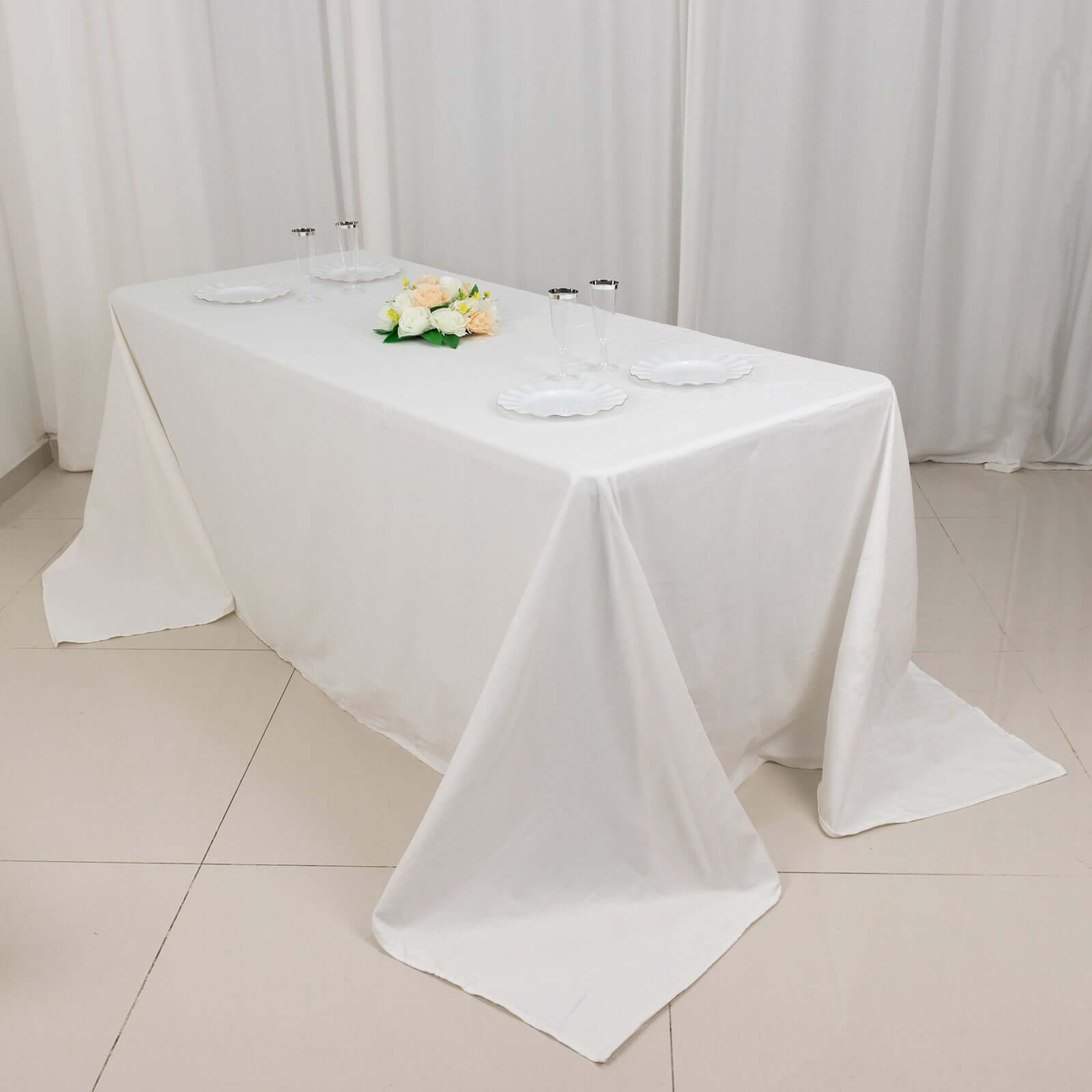100% Cotton 90"x132" Rectangle Tablecloth White Linen - Seamless, Soft & Breathable Table Cover