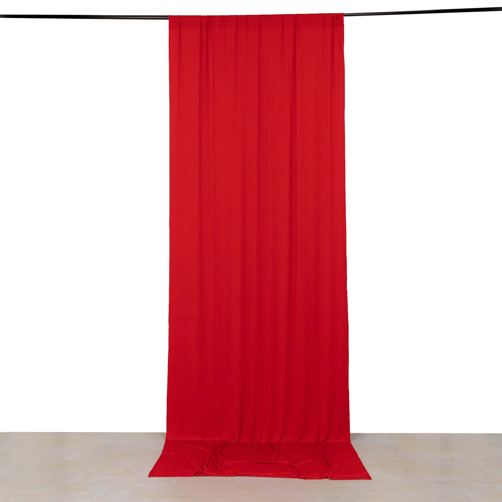 Red 4-Way Stretch Spandex Event Curtain Drapes, Wrinkle Free Backdrop Event Panel with Rod Pockets - 5ftx12ft