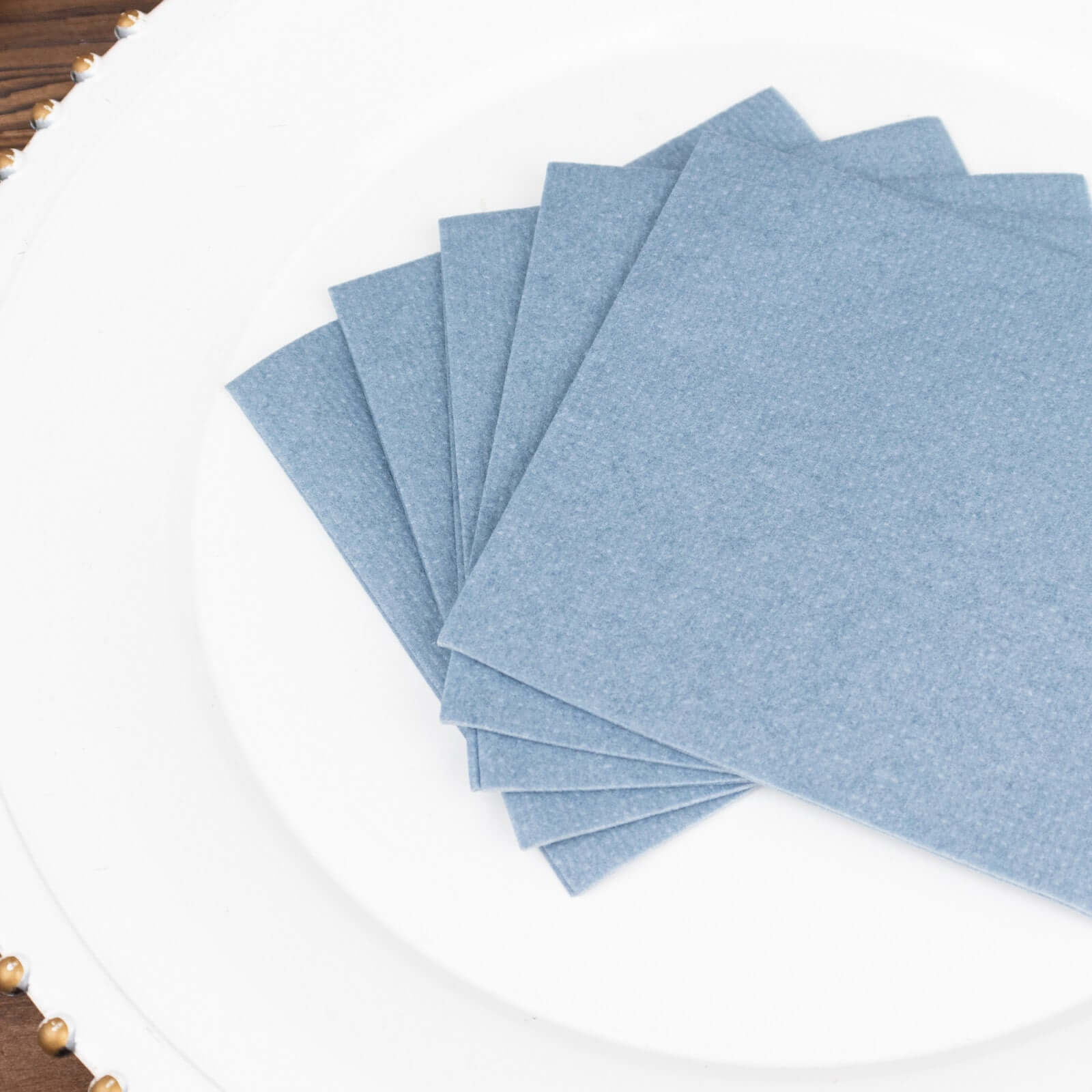 20 Pack Linen-Like Paper 5"x5" Napkins Dusty Blue - Highly Absorbent Airlaid Napkins