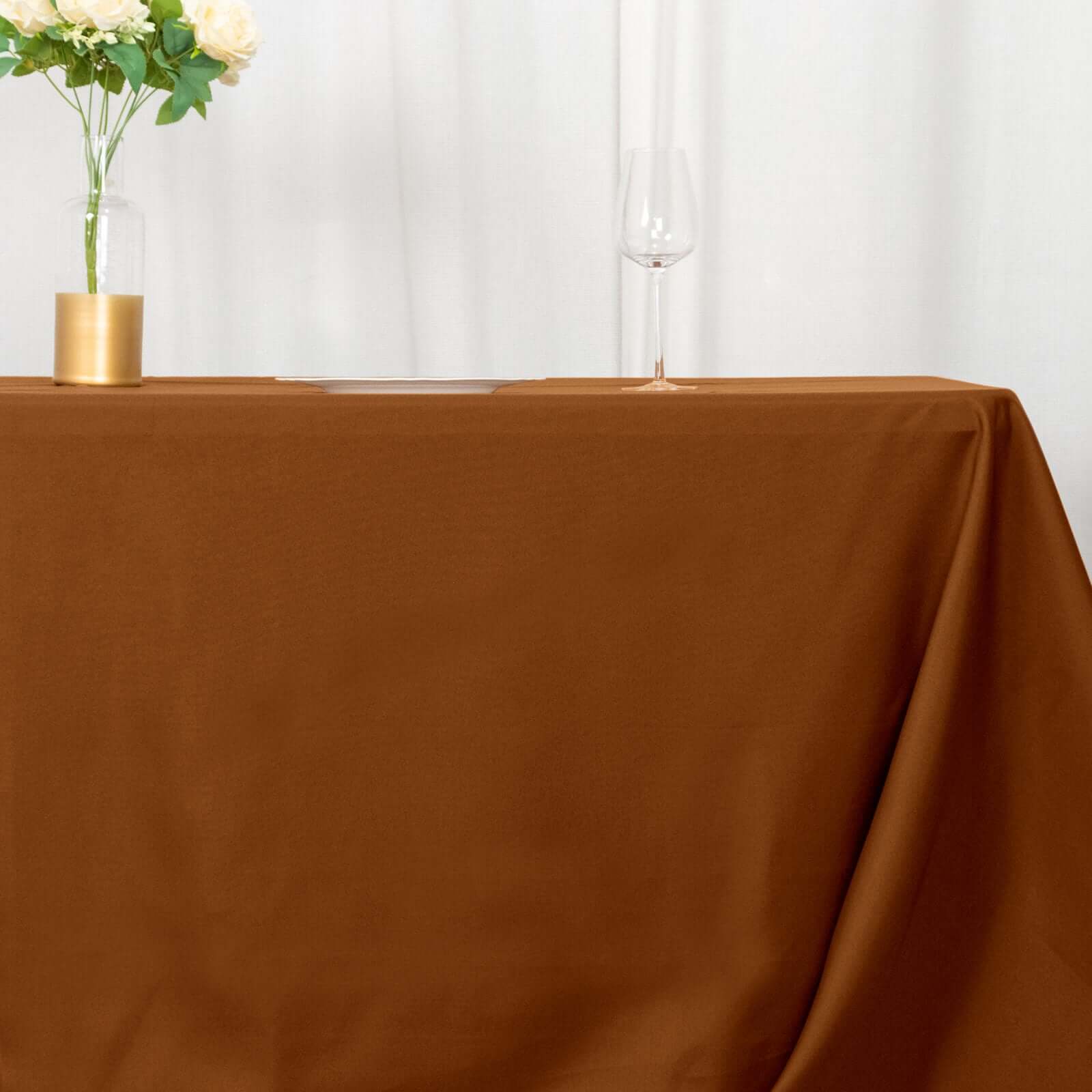 Polyester 90"x156" Rectangle Tablecloth Cinnamon Brown - Seamless Wrinkle-Resistant Table Cover