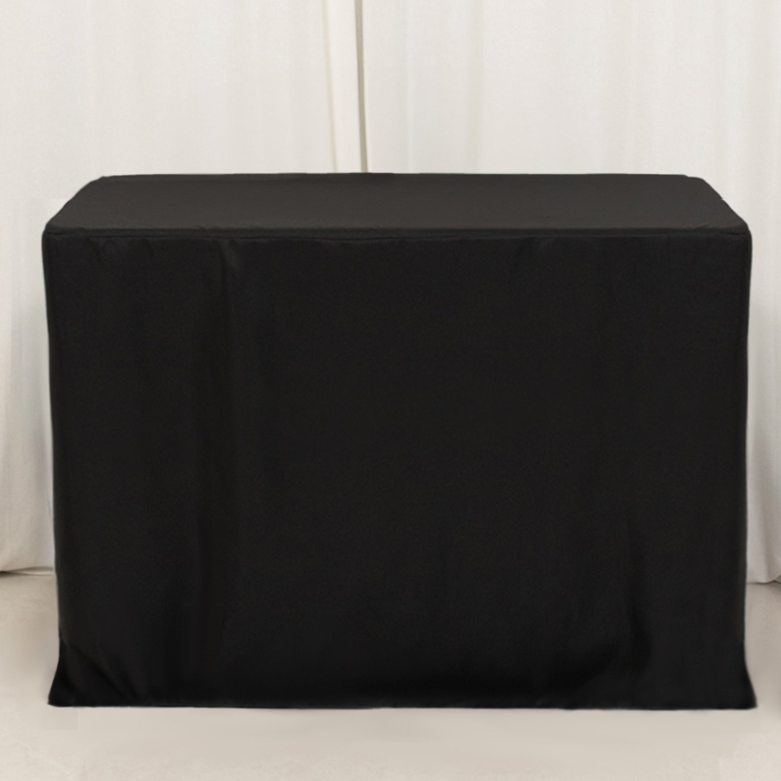 Fitted Polyester 48"x24"x42" Rectangle Tablecloth Black - Snug Fit for Elevated Tables