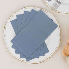 50-Pack Paper Napkins Dusty Blue - Soft Disposable 2-Ply Dinner Napkins for Weddings