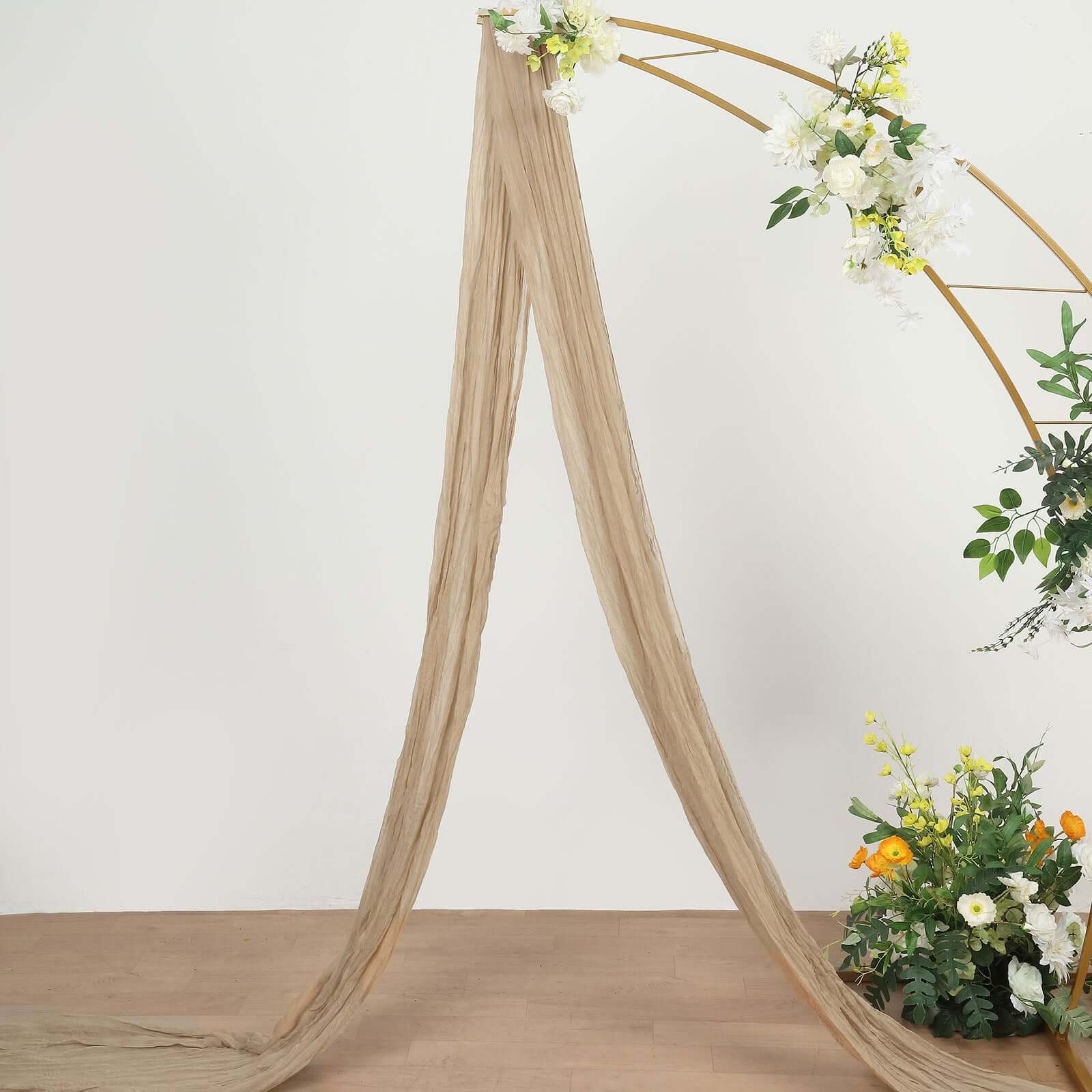 20ft Beige Gauze Cheesecloth Fabric Wedding Arch Drapery, Window Scarf Valance, Boho Decor Arbor Curtain Panel