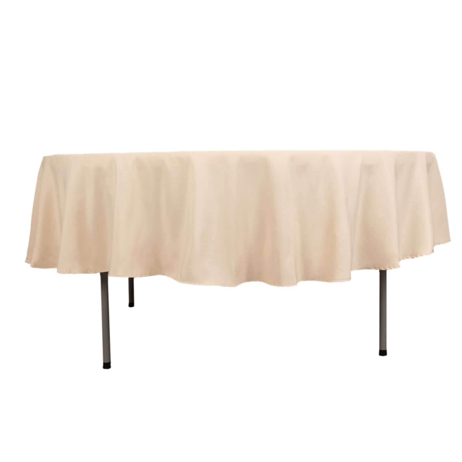 Premium Polyester 90" Round Tablecloth Beige - Stain and Wrinkle-Resistant Design with 220GSM Thickness Table Cover