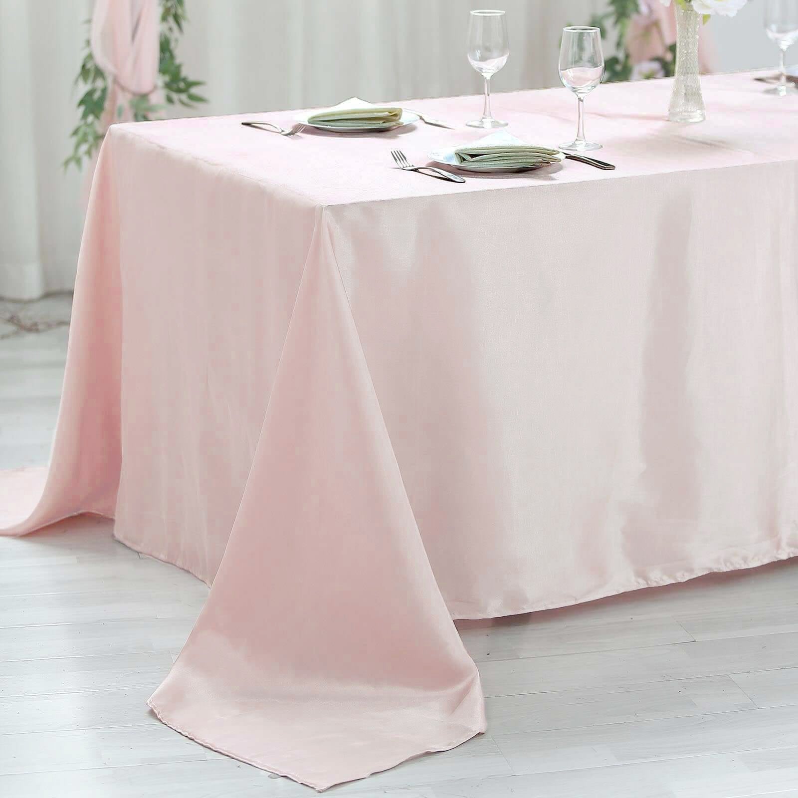 Satin Rectangular 60"x102" Tablecloth Blush - Smooth and Lustrous Table Cover