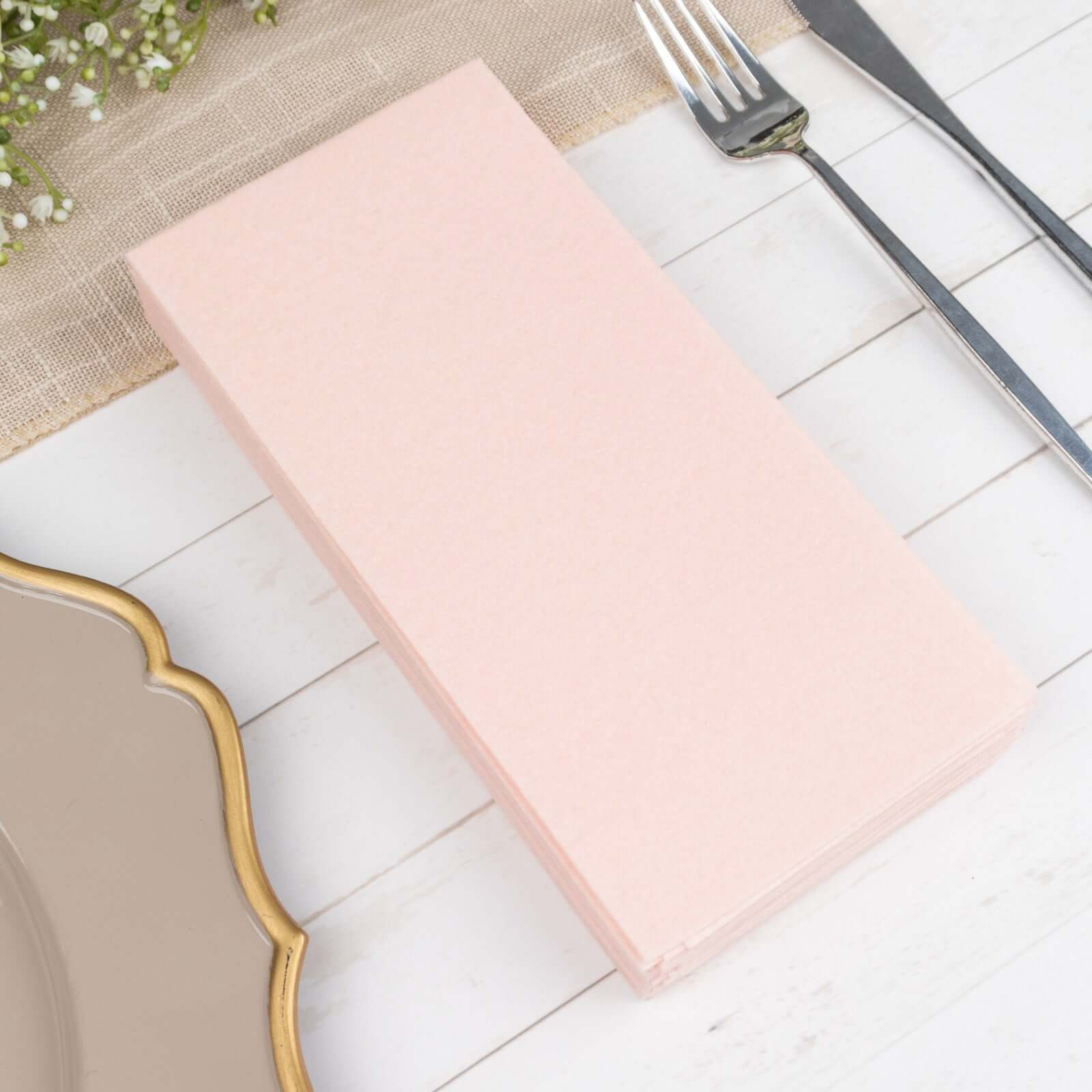 20 Pack Linen-Like Paper 8.5"x4" Napkins Blush - Highly Absorbent & Disposable Airlaid Guest Towels