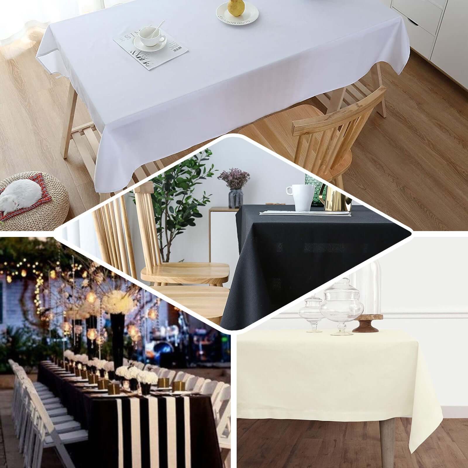 100% Cotton 60"x102" Rectangle Tablecloth White Linen - Soft & Breathable Table Cover