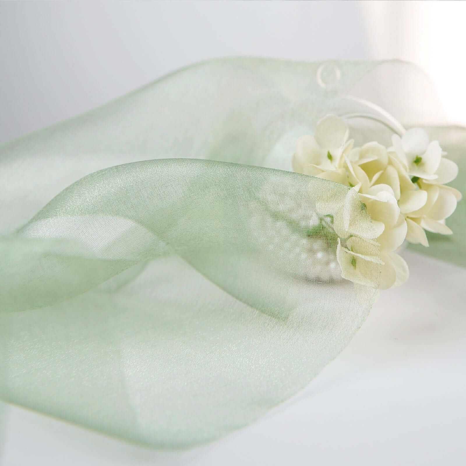 12"x10yd Sage Green Sheer Chiffon Fabric Bolt, DIY Voile Drapery Fabric