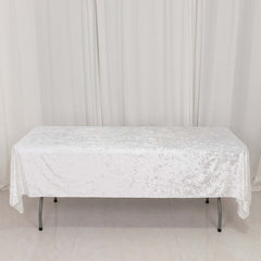 Premium Crushed Velvet 60"x102" Rectangle Tablecloth White - Reusable Soft & Classy Table Cover