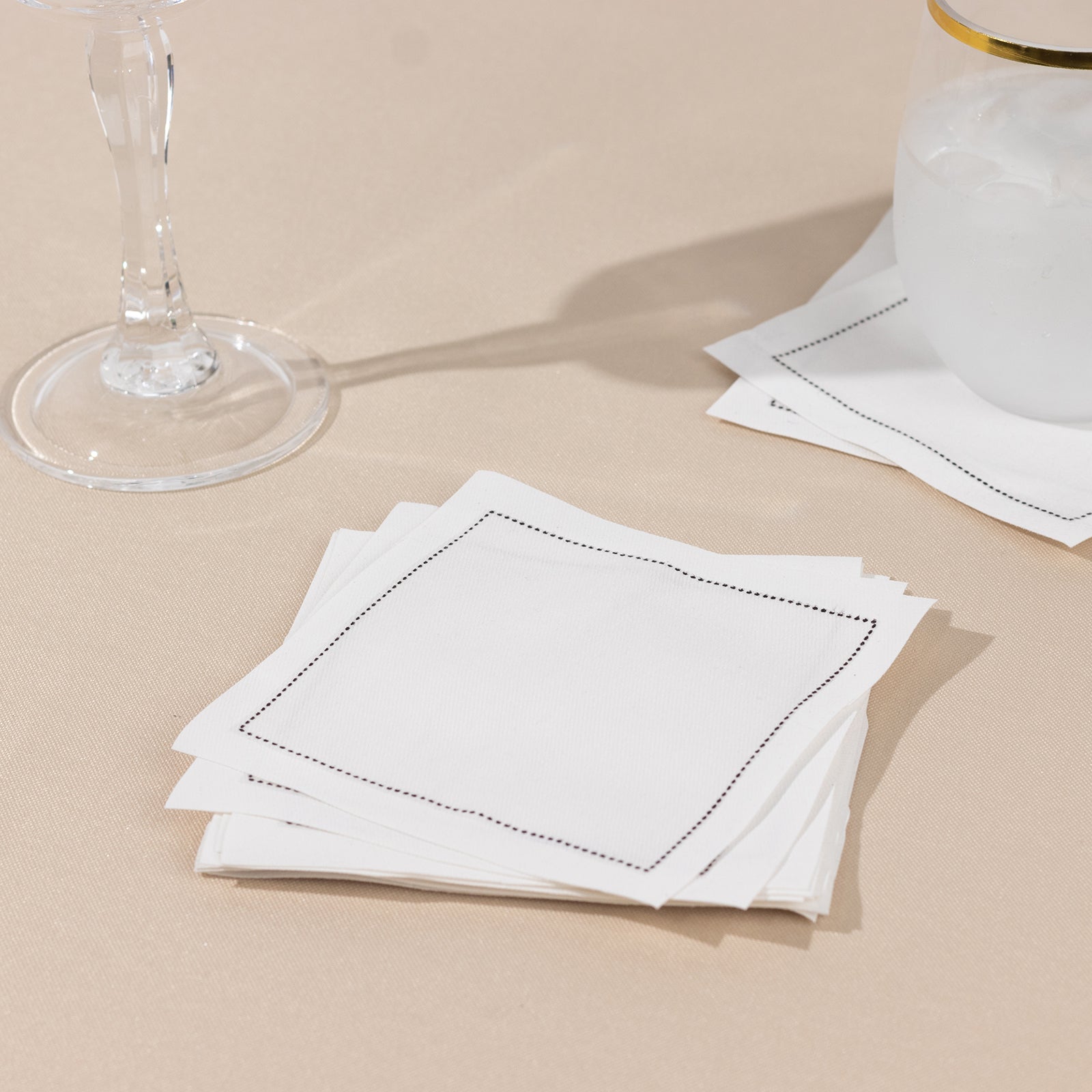 Disposable Cotton Cocktail Napkins – 50 White 4.5" x 4.5" Napkins for High-End Bars, Receptions & Parties