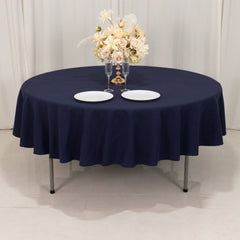 Cotton Blend 90" Round Tablecloth Navy Blue - Wrinkle-Resistant Table Cover