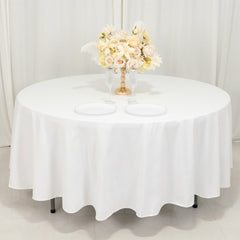 Cotton Blend 108" Round Tablecloth White - Wrinkle-Resistant Design for Versatile Table Settings
