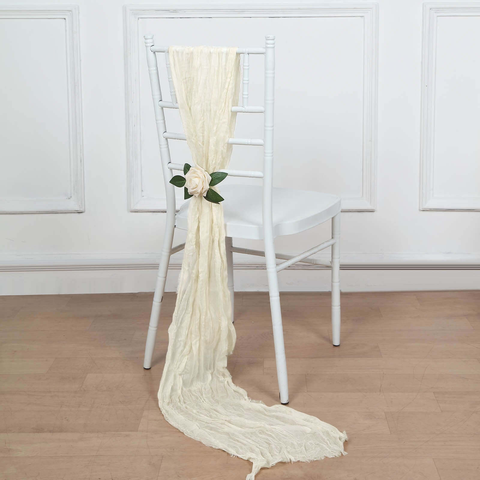 5 Pack Cheesecloth Gauze 16"x88" Chair Sashes Cream - Boho Chair Decorations