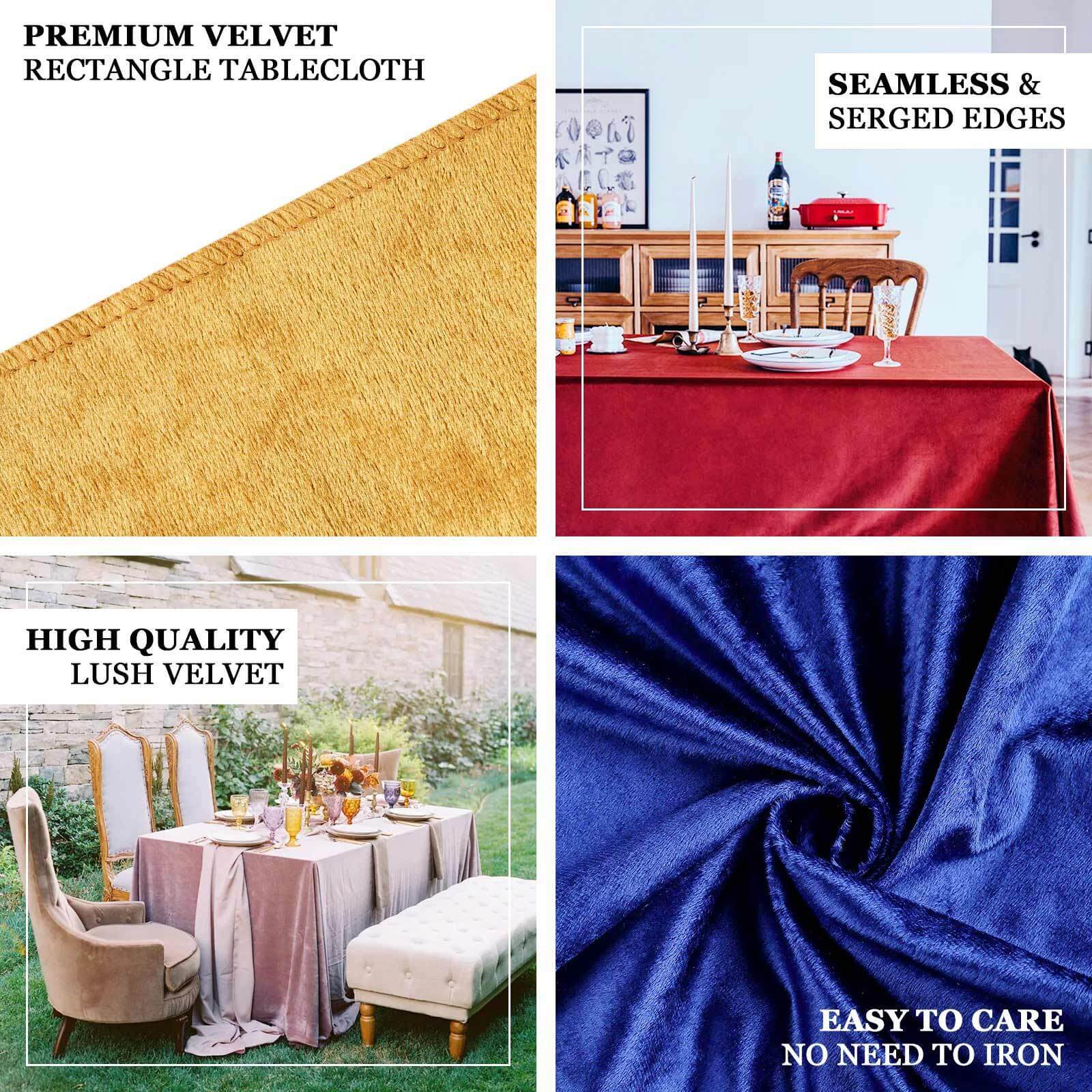 Premium Crushed Velvet 90"x132" Rectangle Tablecloth White - Reusable Soft & Graceful Seamless Table Cover