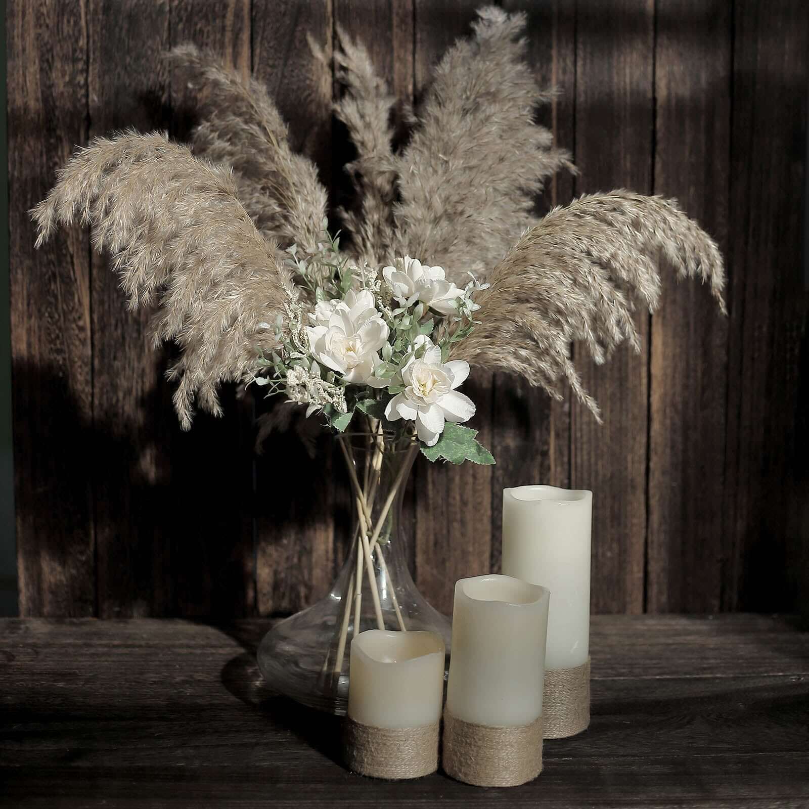 6 Stems Natural Dried Pampas Grass Decor Natural Tint - Versatile Plant Sprays for Boho Chic Vase Displays Backdrops & Event Styling 32"