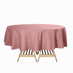 Polyester 90" Round Tablecloth Dusty Rose - Stain & Wrinkle-Resistant Table Cover