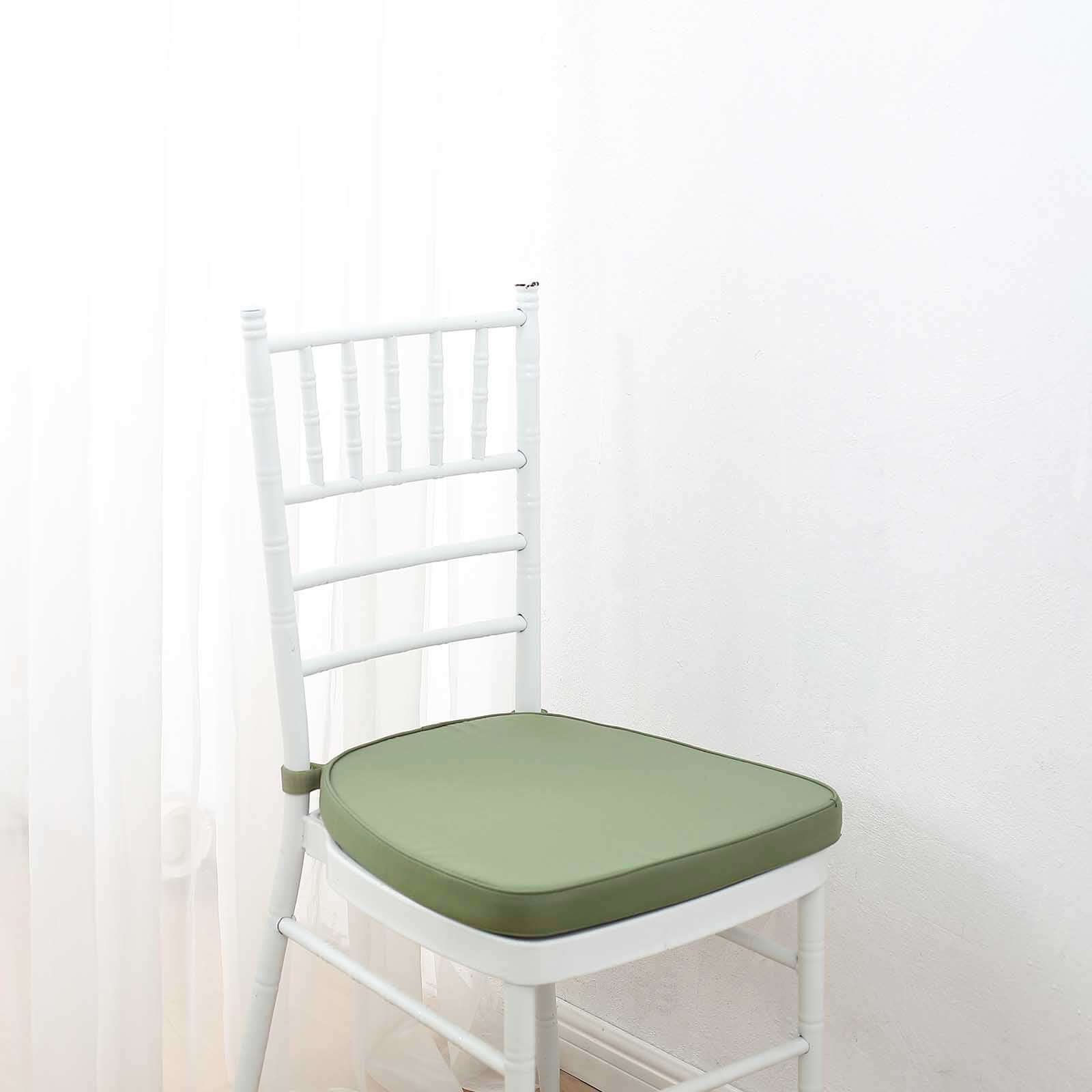 Chiavari Chair Cushion with 1.5" Thick Memory Foam and Ties Dusty Sage Green - Stylish Removable Cover for Comfort