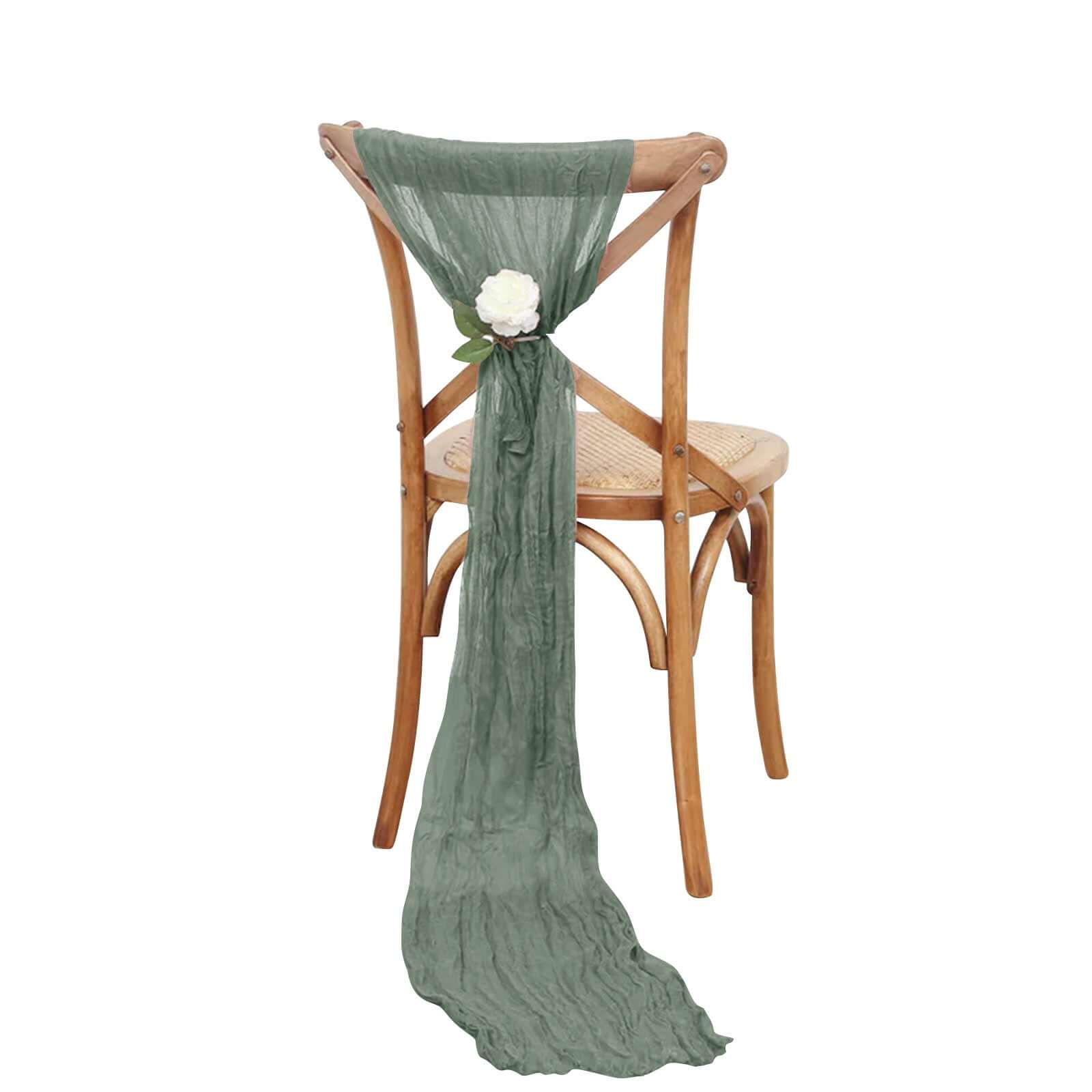 5 Pack Cheesecloth Gauze 16"x88" Chair Sashes Dusty Sage Green - Boho Chair Decorations
