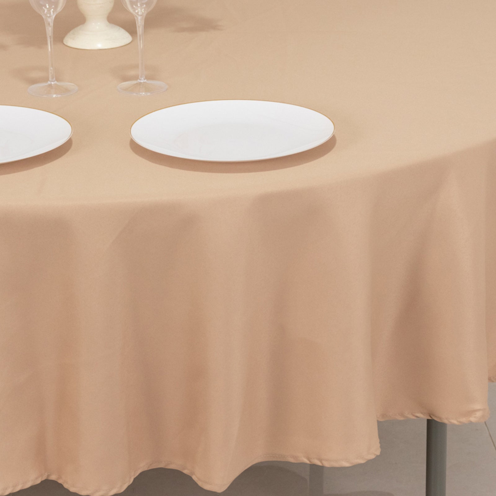 Premium Polyester 90" Round Tablecloth Nude - Stain and Wrinkle-Resistant Design with 220GSM Thickness Table Cover