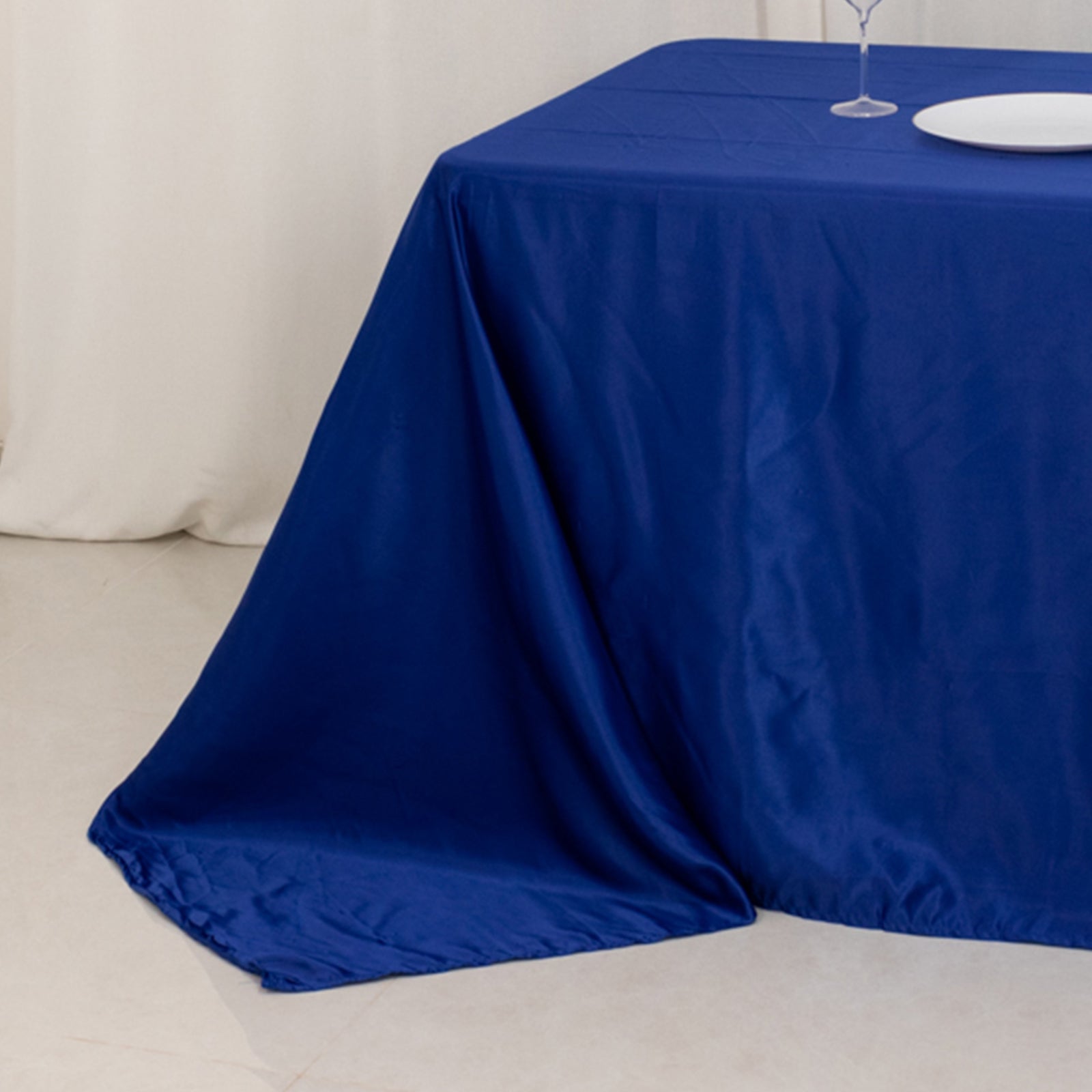 Lamour Satin 90"x156" Rectangle Tablecloth Royal Blue - Luxurious, Soft Seamless Table Cover