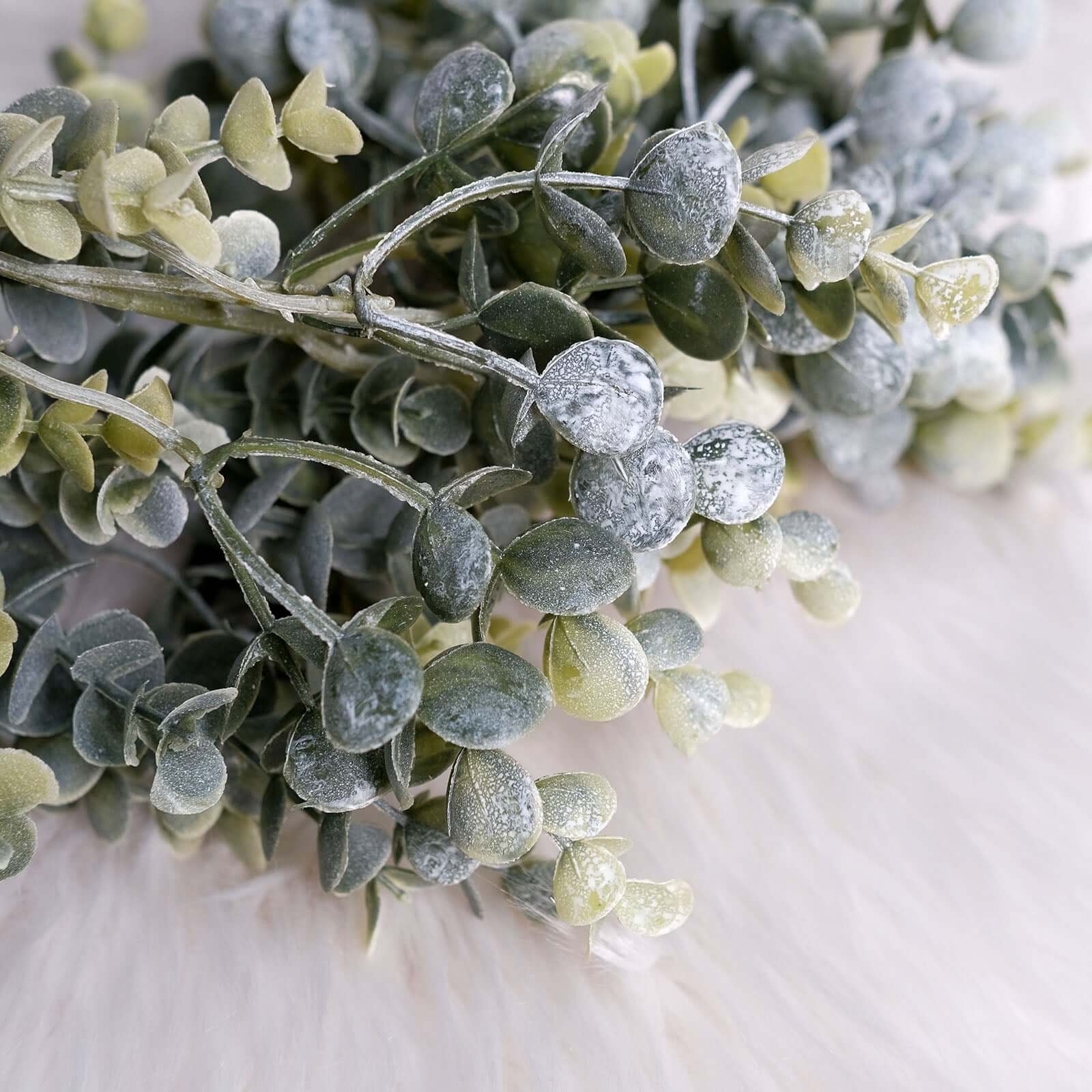 6ft Lifelike Frosted Green Artificial Eucalyptus Leaf Garland Plant, Waterproof Faux Hanging Vine