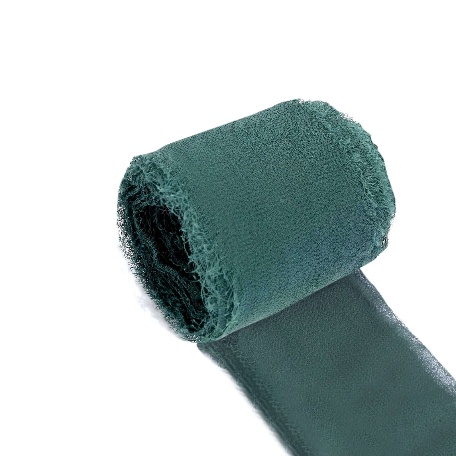2 Pack 6yds Hunter Emerald Green Silk-Like Chiffon Ribbon Roll, DIY Wedding Bouquet Linen Wrap