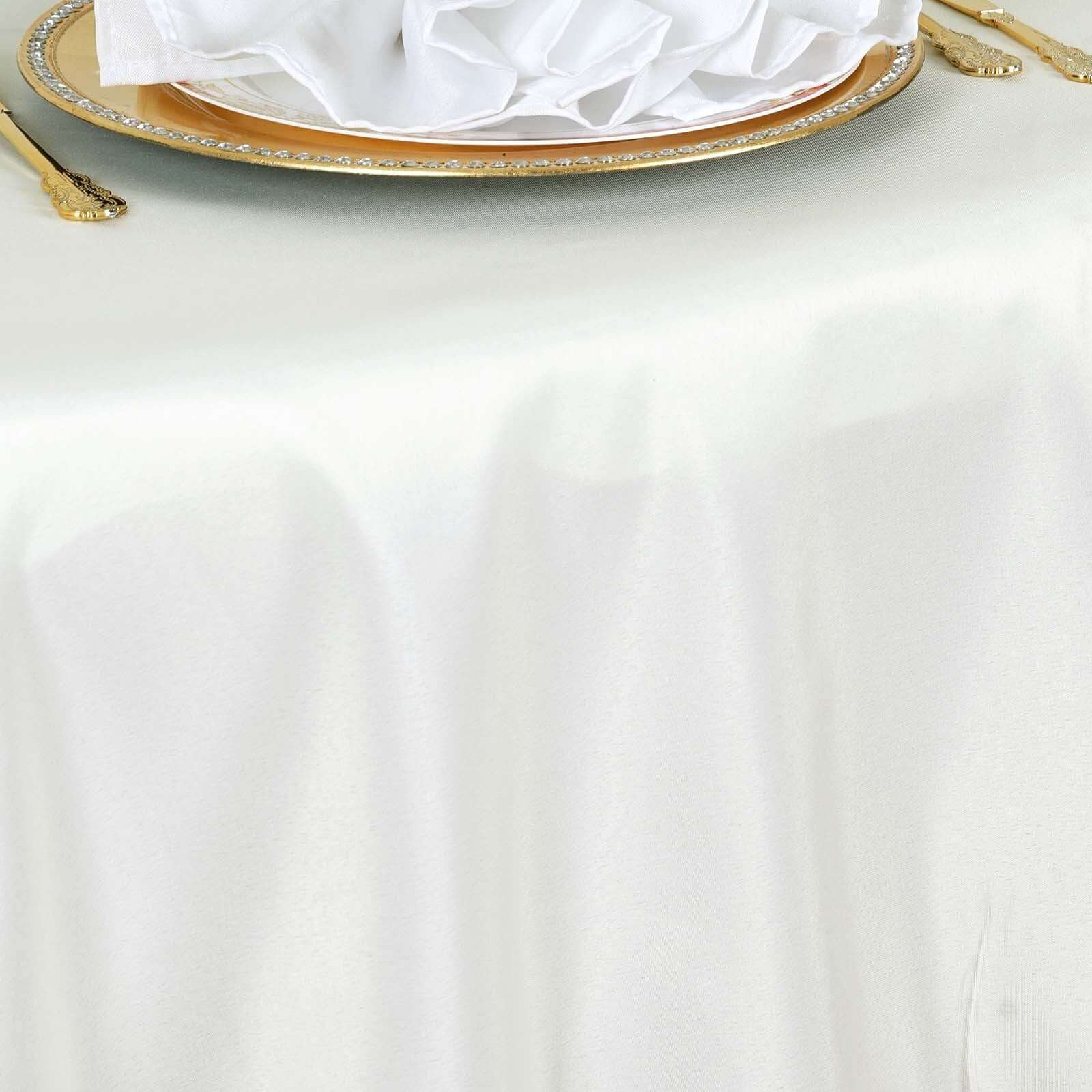 Polyester 120" Round Tablecloth Ivory - Seamless Wrinkle-Resistant Table Cover