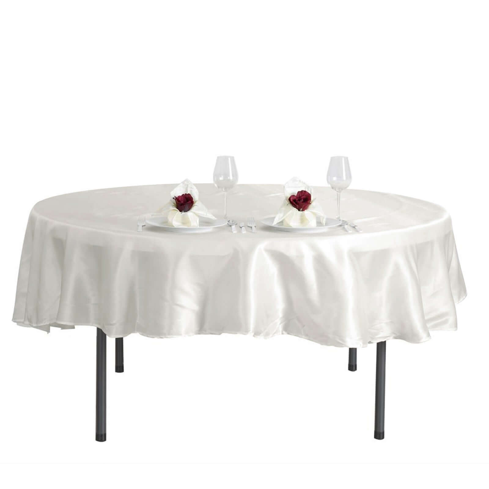 Satin 90" Round Tablecloth Ivory - Smooth and Lustrous Table Cover