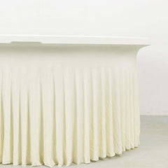 Spandex Round 6ft Table Skirt Ivory with Wavy Skirt-Like Effect Stylish Table Cover