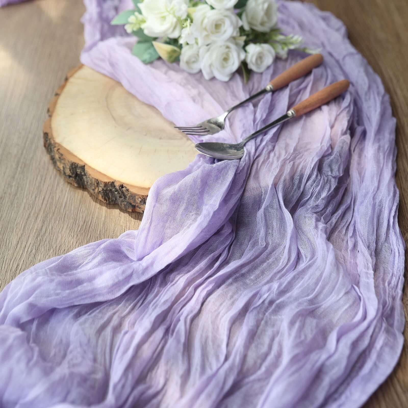 Gauze Cheesecloth 10ft Table Runner Lavender Lilac - Rustic Boho Style