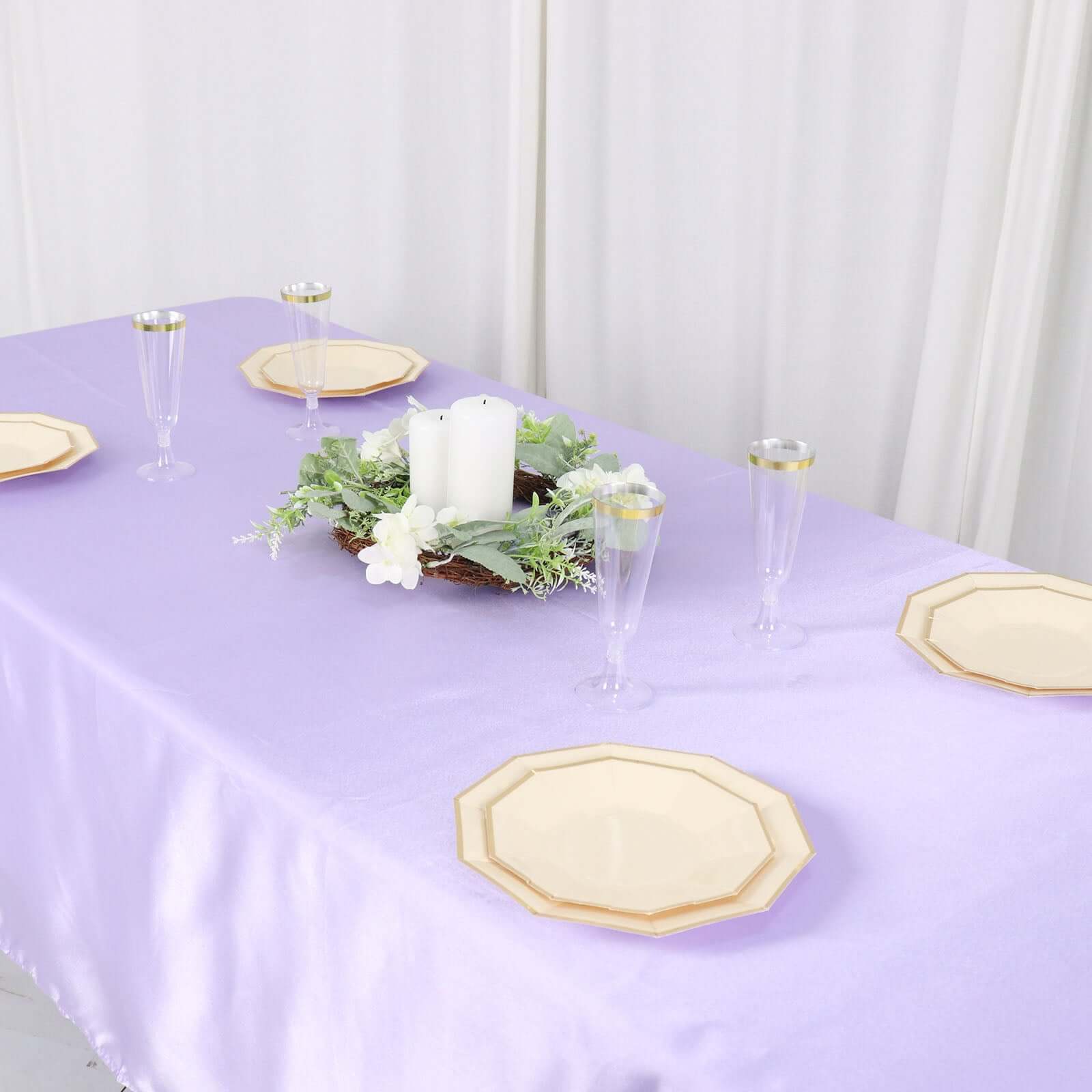 Satin Rectangular 60"x102" Tablecloth Lavender Lilac - Smooth and Lustrous Table Cover