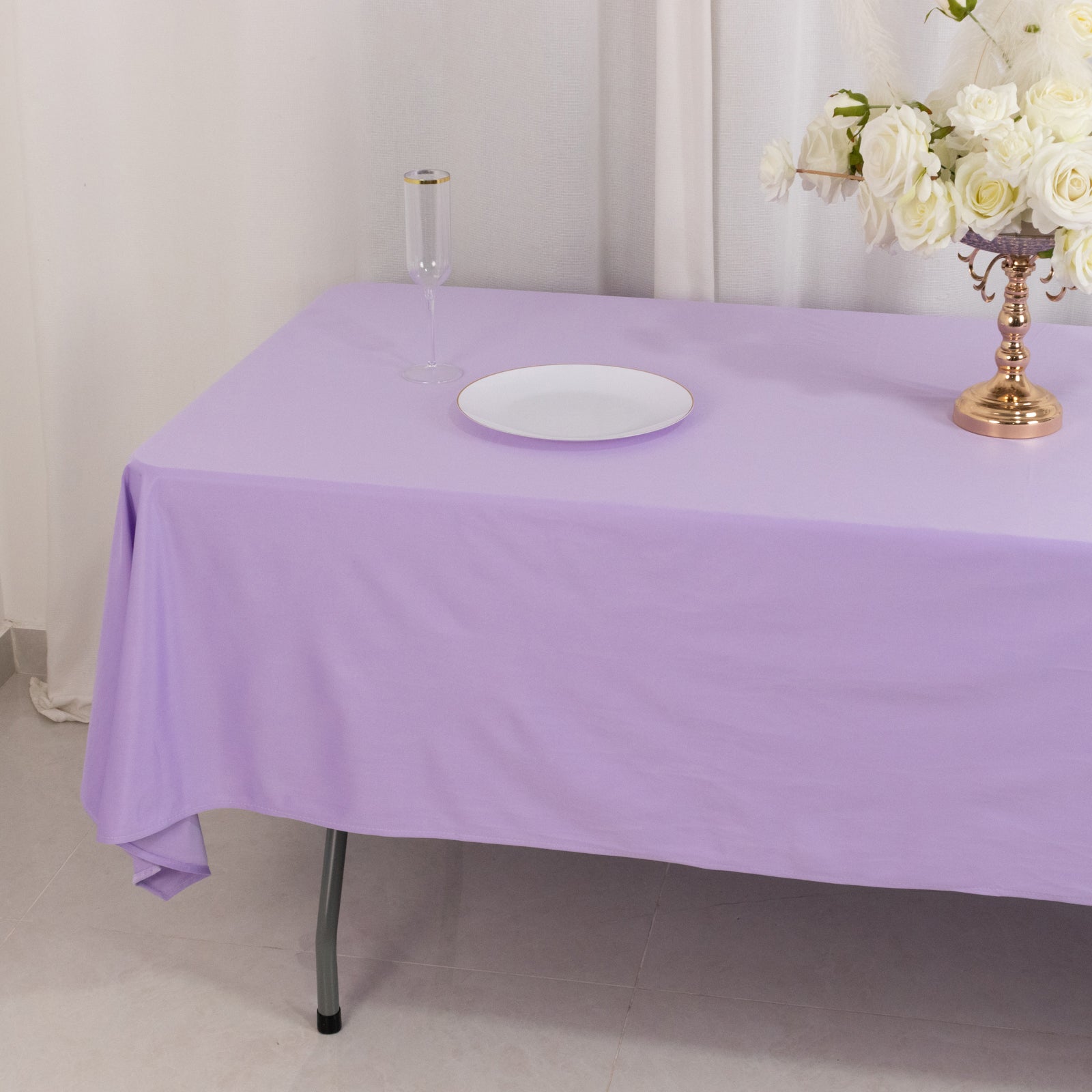 Scuba Rectangular 60"x102" Tablecloth Lavender Lilac - Wrinkle Free & Stain Resistant Table Cover