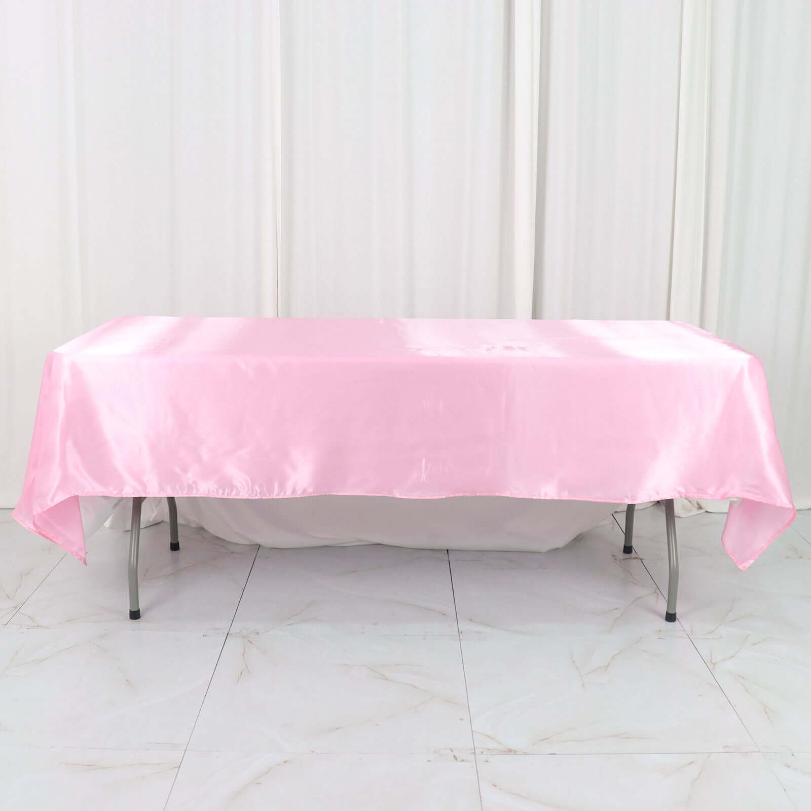 Satin Rectangular 60"x102" Tablecloth Pink - Smooth and Lustrous Table Cover