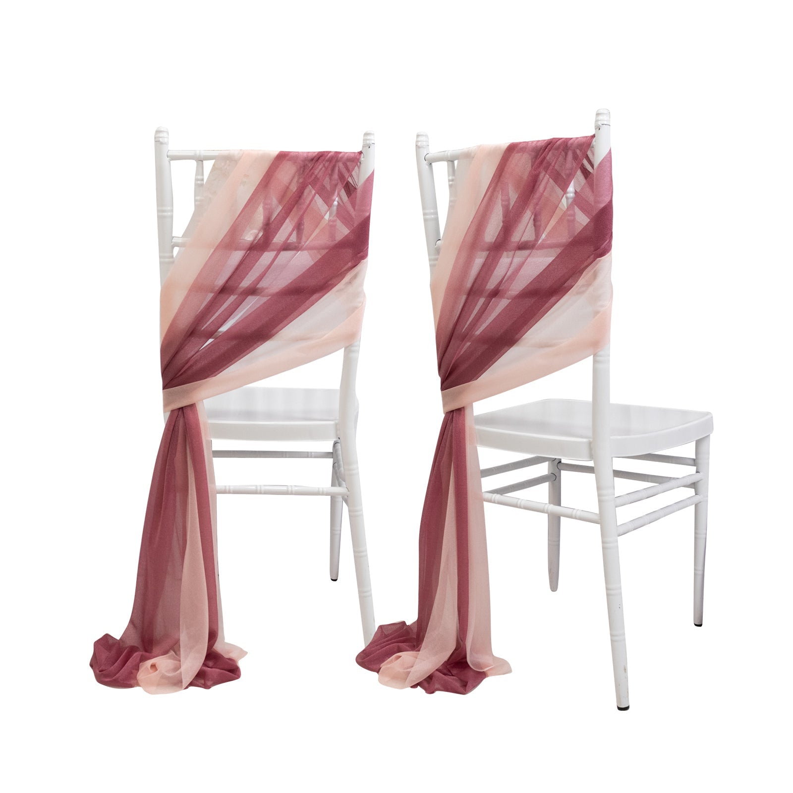 20-Pack Sheer Chair Drape Decor in Mauve and Blush – 9ft Shimmer Sash, Wrinkle-Free