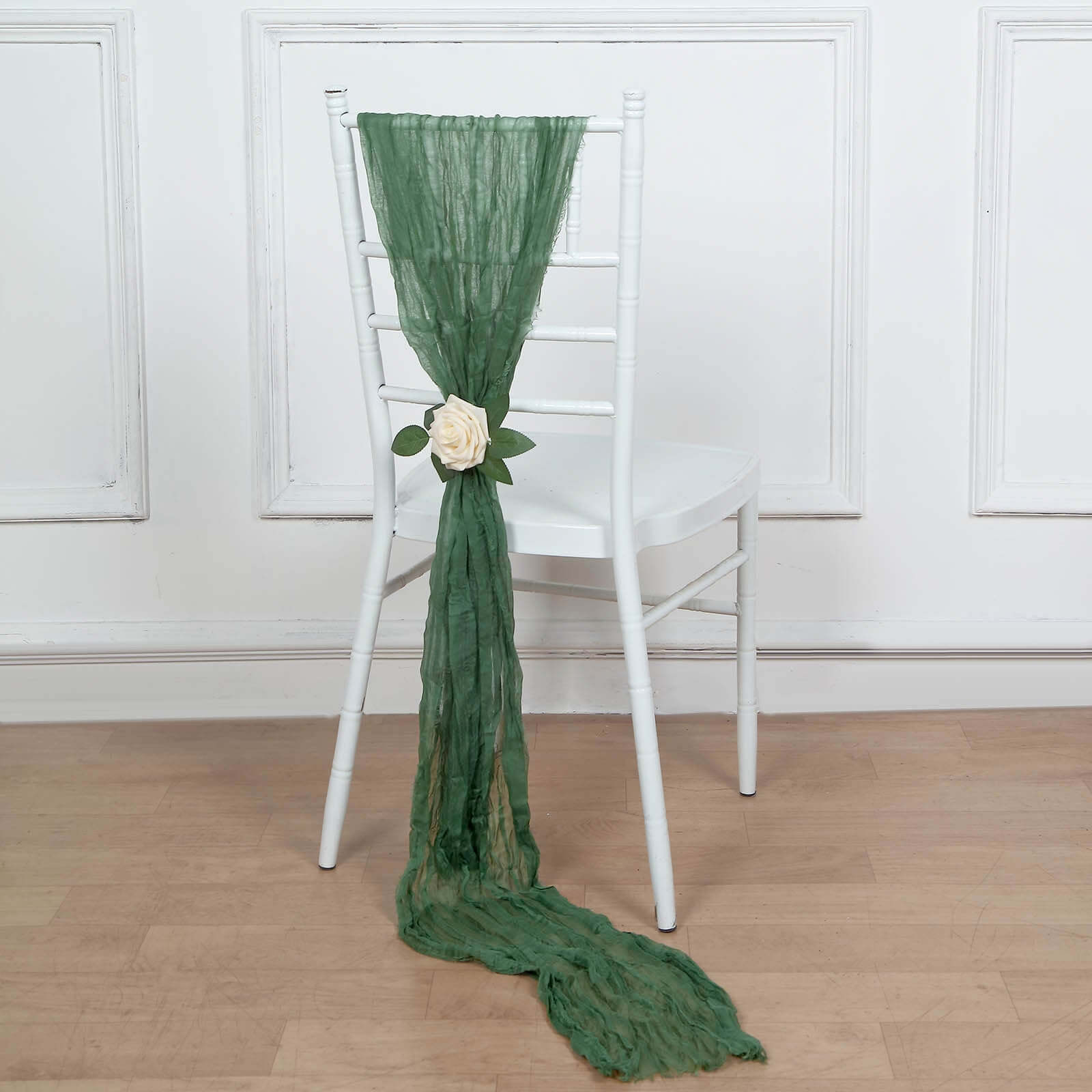 5 Pack Cheesecloth Gauze 16"x88" Chair Sashes Olive Green - Boho Chair Decorations