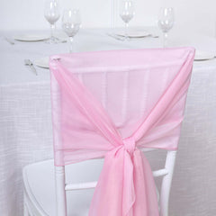 5 Pack Chiffon Chair Sashes Pink - Soft & Lightweight Designer Chair Bows 22"x78"