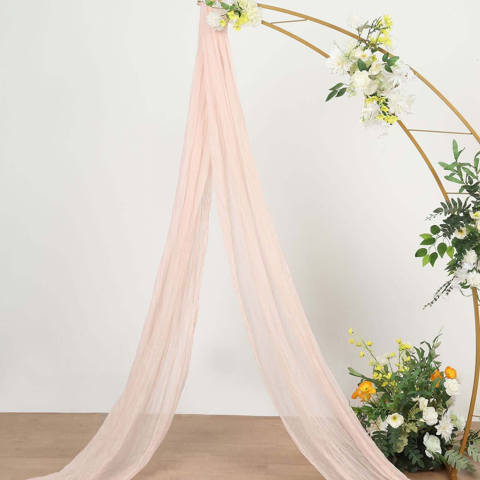 20ft Blush Gauze Cheesecloth Fabric Wedding Arch Drapery, Window Scarf Valance, Boho Decor Arbor Curtain Panel