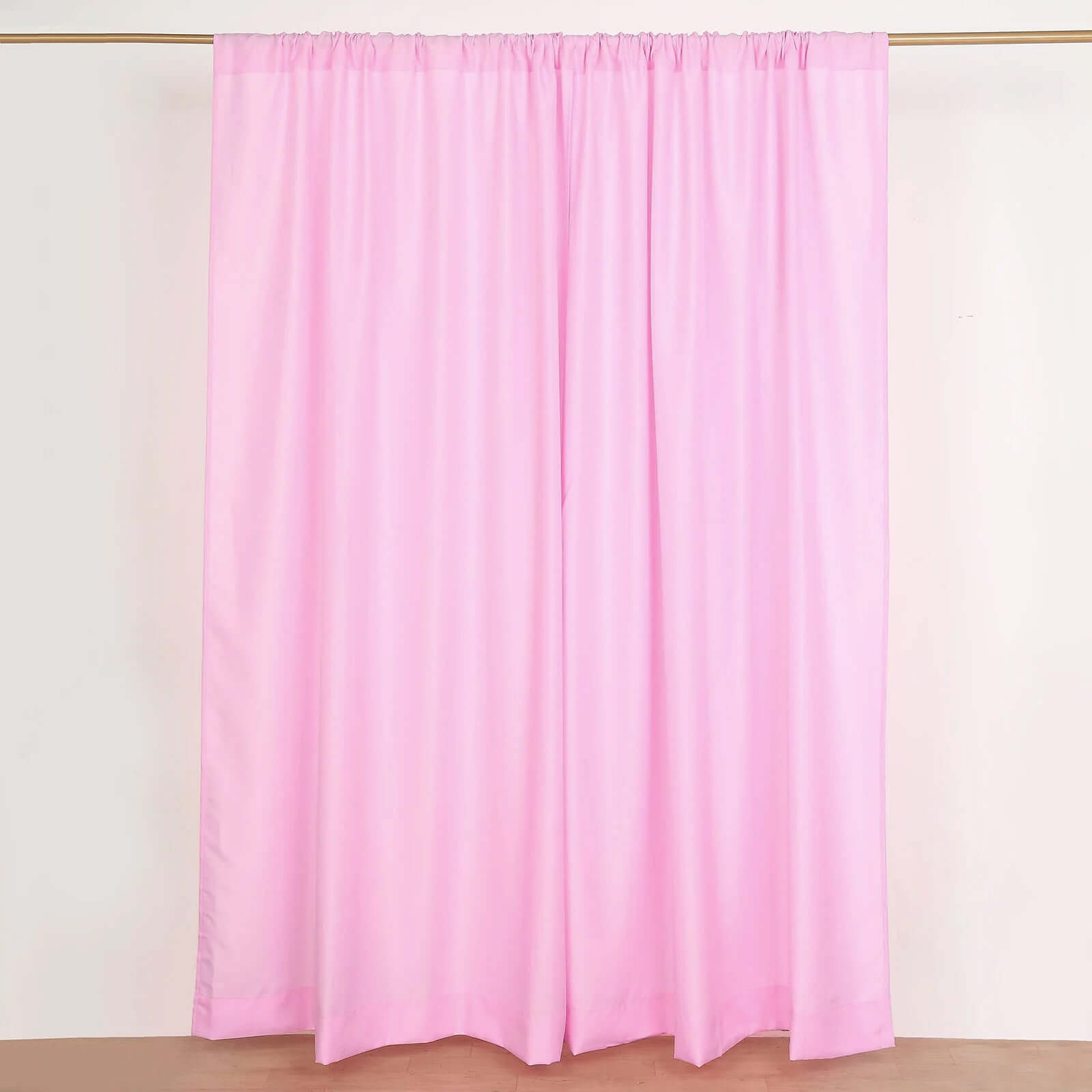 2 Pack Pink Polyester Event Curtain Drapes, 10ftx8ft Backdrop Event Panels With Rod Pockets 130 GSM
