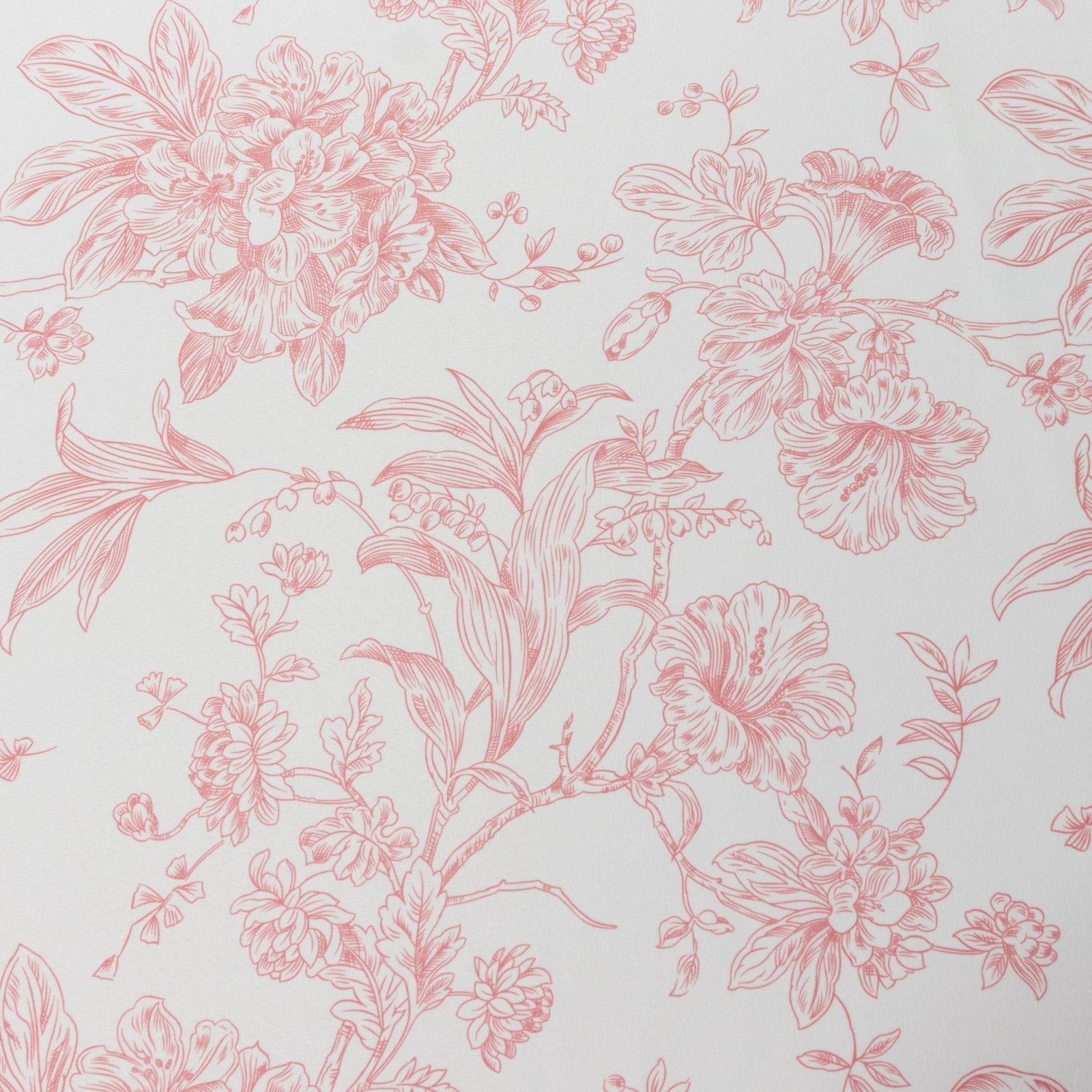 Polyester 132" Round Tablecloth White - Pink French Toile Pattern for Chic Weddings