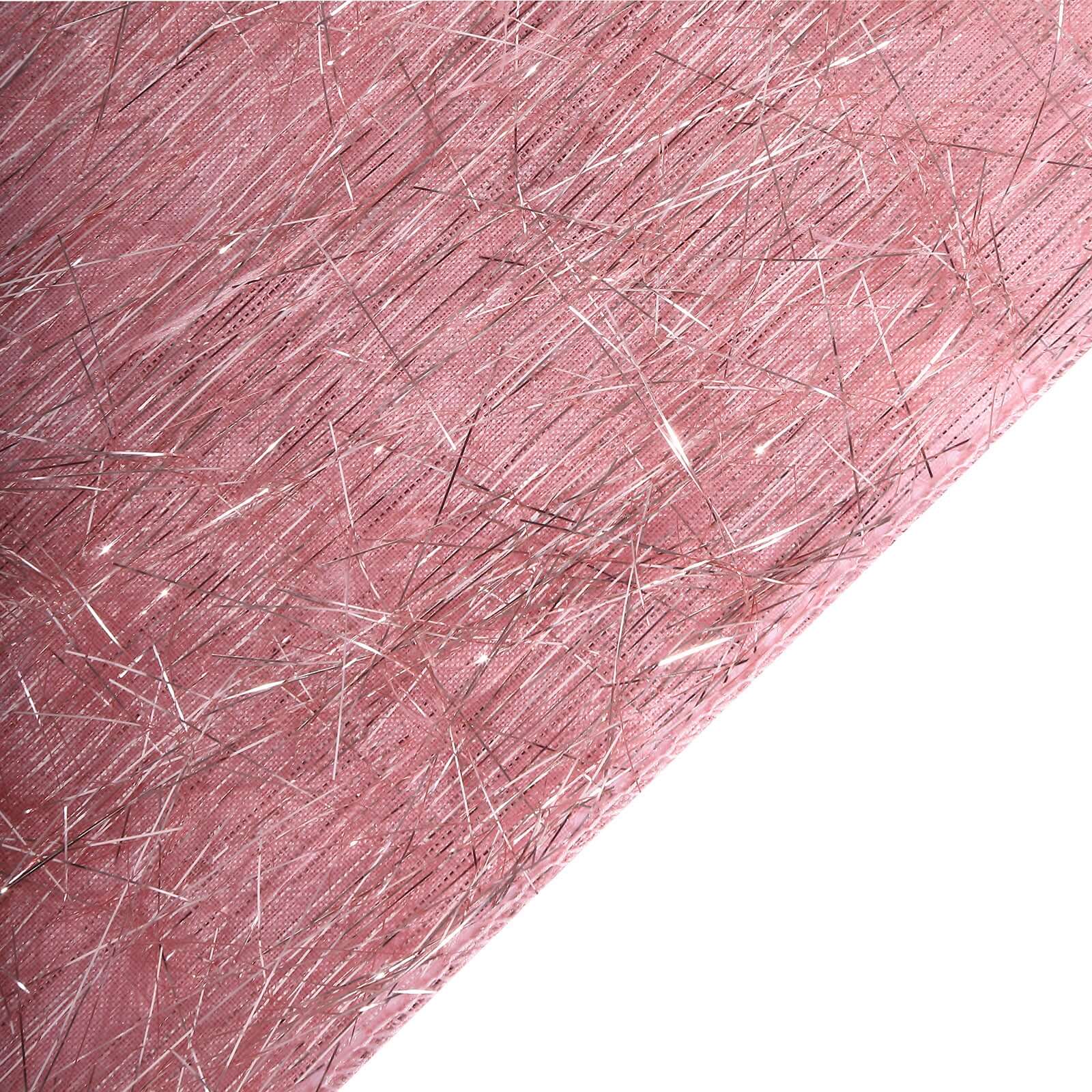 5 Pack Polyester Chair Sashes Rose Gold Metallic Tinsel Fringe - Easy to Use Chair Bows 6"x108"