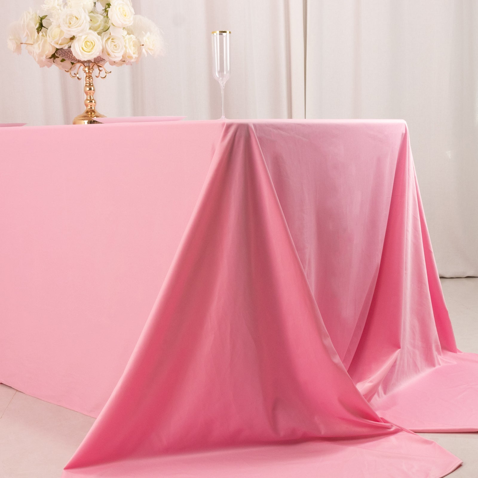 Scuba Rectangular 90"x156" Tablecloth Pink - Wrinkle Free, Stain Resistant & Seamless Table Cover